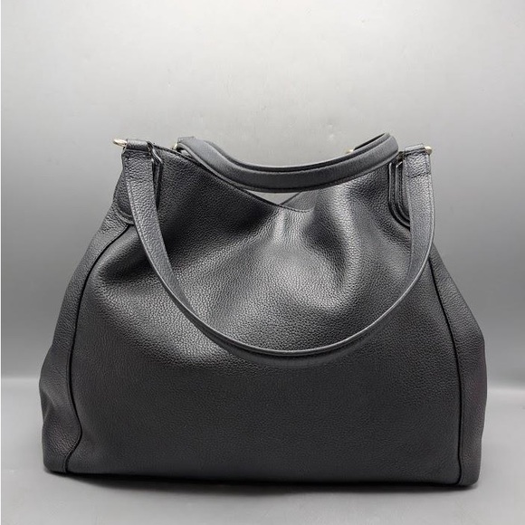 Coach Edie Pebble Leather Shoulder Bag-Black - Picture 2 of 8